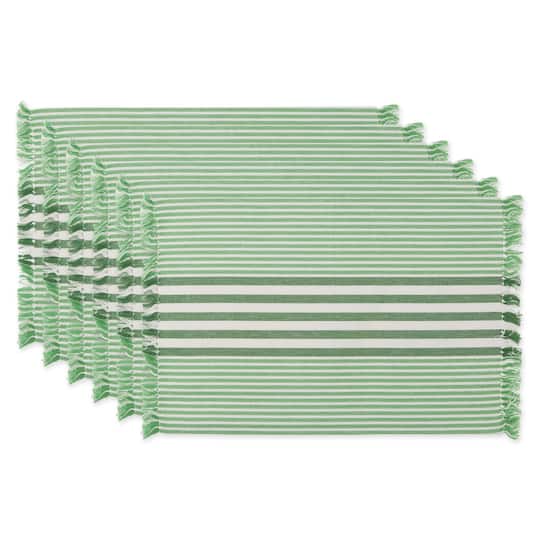 DII® Grass Green Stripes With Fringe Placemats, 6ct.